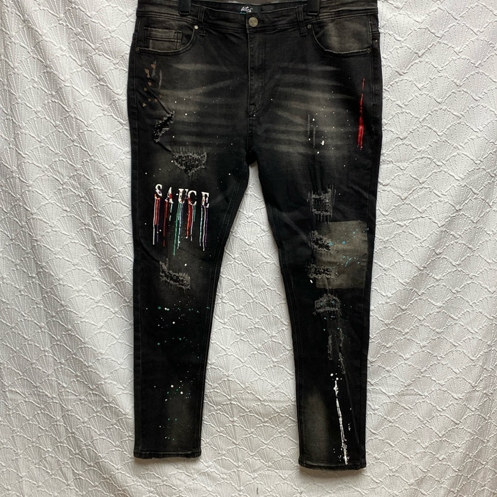 Switch Remarkable size 40X32 black‎ acid wash slim taper fit stretch street wear